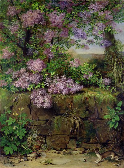 Florescendo Lilacs na frente de uma parede de Emilie von der Embde