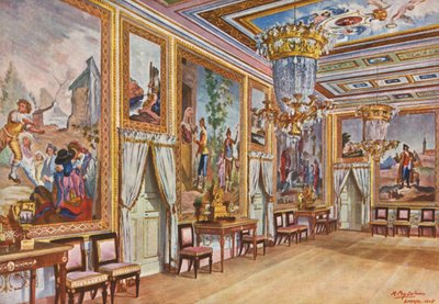 Elscorial: Sala dos Embaixadores (litografia a cores) de Emilio Poy Dalmau