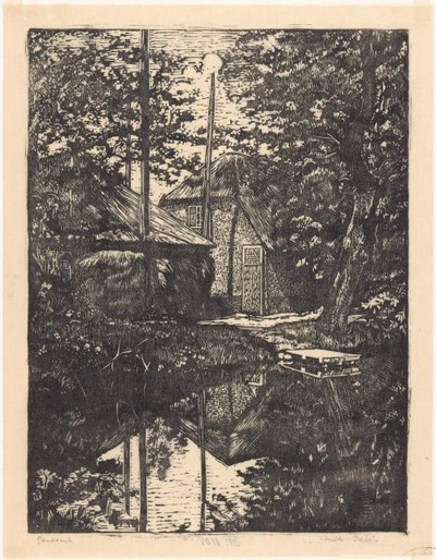 Casa de campo à beira-mar e celeiro de feno de Emilius Wilhelmus Dehé (signed by artist)