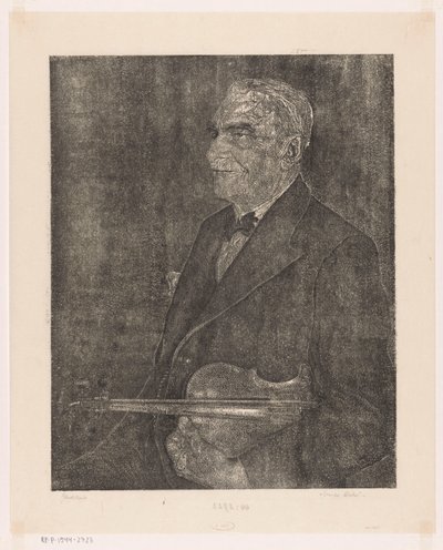 Retrato do pai do artista com violino de Emilius Wilhelmus Dehé (signed by artist)