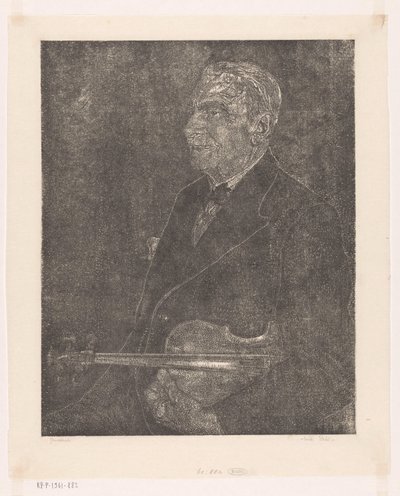 Retrato do pai do artista com violino de Emilius Wilhelmus Dehé (signed by artist)