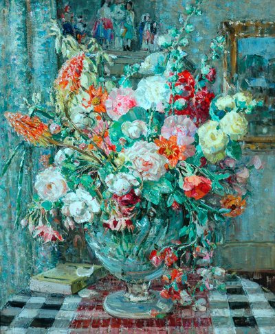 Flores num vaso, c.1931 (óleo a bordo) de Emily Beatrice Bland