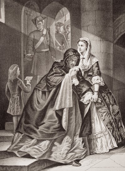 A Fuga do Senhor Nithsdale da Torre, 1716, de "Ilustrações da História Escocesa e Inglesa" Volume II (ver também 17890) de Emily Mary Osborn
