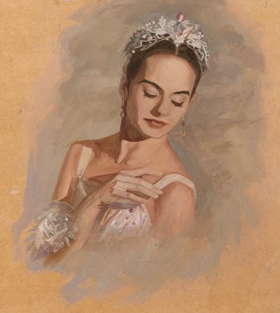 Retrato de uma fada da neve, 2024 (óleo sobre tábua) de Emma Kennaway