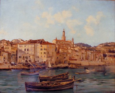 O porto de Menton 1891 (pintura) de Emmanuel Lansyer