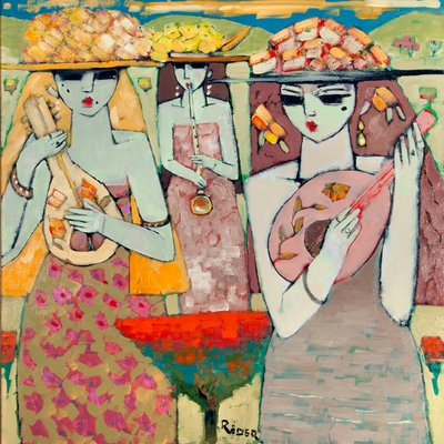 Músicos (óleo sobre tela) de Endre Roder