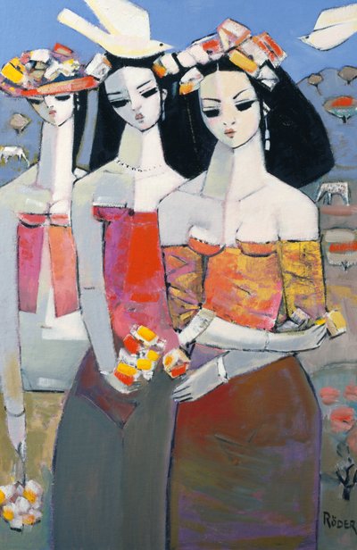 Two White Birds, 2007 (óleo sobre tábua de lona) de Endre Roder