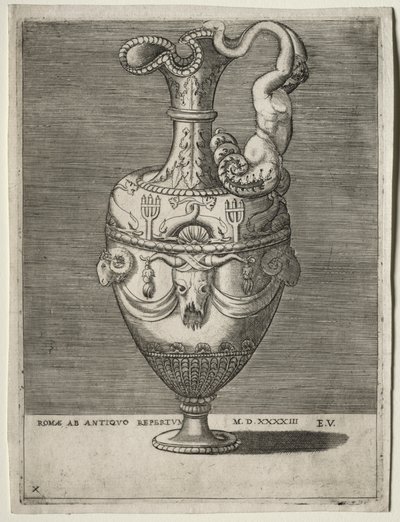 Jarro ornamentado com golfinhos de Enea Vico
