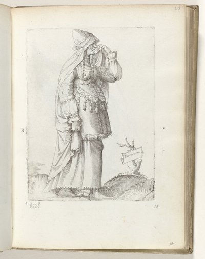 Tartara (título no objeto) Tartaarse vrouw, c. 1550 As Atitudes de Diferentes Nações de Nossa Era (título da série) de Enea Vico