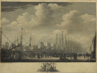 Reunião da Frota no Porto de Vlissingen, 1804 de Engel Hoogerheyden