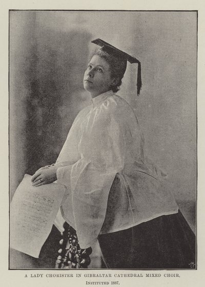 Uma Dama Chorister no Coro Misto da Catedral de Gibraltar, instituído em 1887 de English Photographer