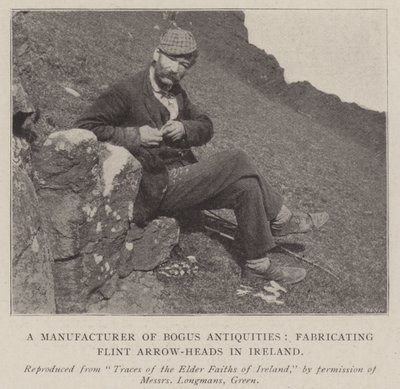 Um Fabricante de Antiguidades Bogus, fabricando Flint Arrow-Heads na Irlanda de English Photographer
