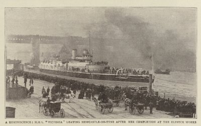 Uma reminiscência, HMS Victoria saindo de Newcastle-on-Tyne após sua conclusão no Elswick Works de English Photographer