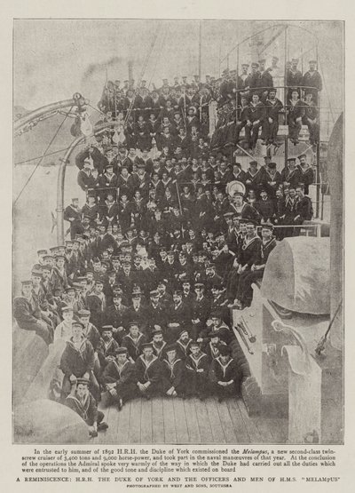 Uma reminiscência, HRH o duque de York e os oficiais e homens de HMS Melampus de English Photographer