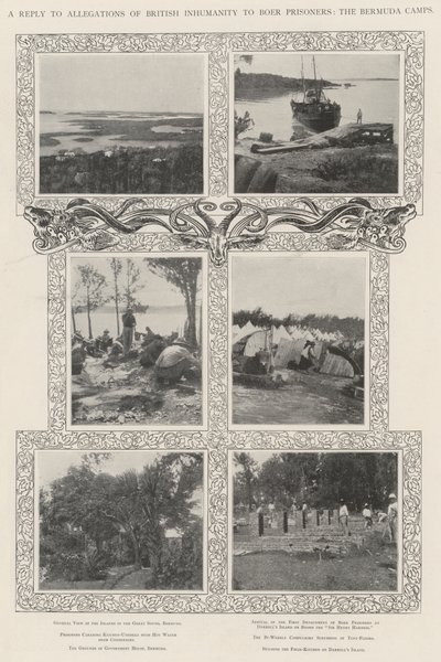 Uma resposta às alegações de desumanidade britânica aos prisioneiros bôeres, os acampamentos das Bermudas de English Photographer