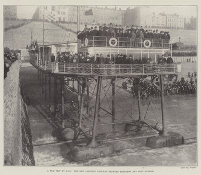 Um passeio marítimo de trem, a nova ferrovia elétrica entre Brighton e Rottingdean de English Photographer