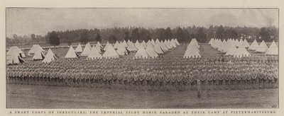 Um Corpo Inteligente de Irregulares, o Imperial Light Horse desfilou em seu acampamento em Pietermaritzburg de English Photographer