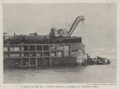 Um trem no mar, Curious Railway Accident at Kirkaldy Pier de English Photographer