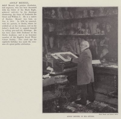 Adolf Menzel em seu estúdio de English Photographer