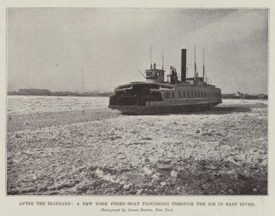 Após a Blizzard, um Ferry-boat de Nova York atravessa o gelo no East River de English Photographer