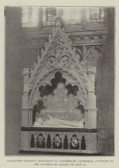Monumento do Arcebispo Bensons na Catedral de Canterbury, revelado pela Duquesa de Albany em 8 de julho de English Photographer
