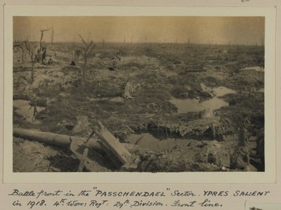 Frente de batalha no Setor “Passaporte”, YPRES Salient em 1918, 4º. Worc: Regt: 29ª Divisão, Front Line de English Photographer