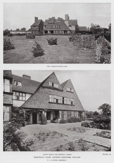 Berrydown Court, Overton, Hampshire, Inglaterra (foto a p/b) de English Photographer