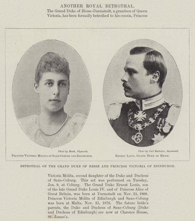 Noivado do Grão-Duque de Hesse e Princesa Vitória de Edimburgo de English Photographer