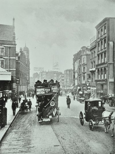 Bishopsgate: norte da Liverpool Street, Londres, 1890 de English Photographer