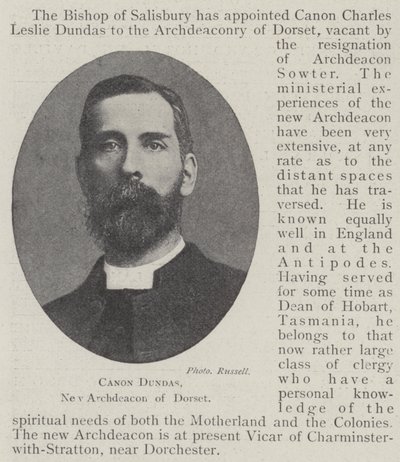 Canon Dundas, novo arquidiácono de Dorset de English Photographer