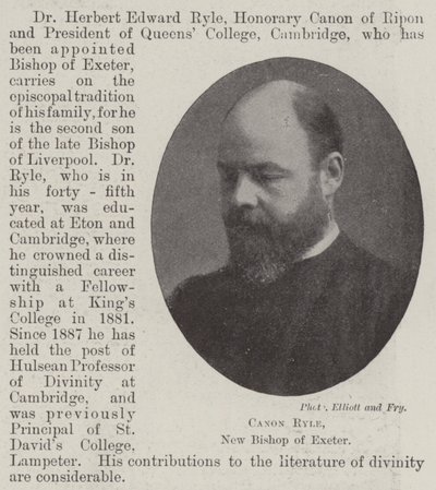 Canon Ryle, novo bispo de Exeter de English Photographer