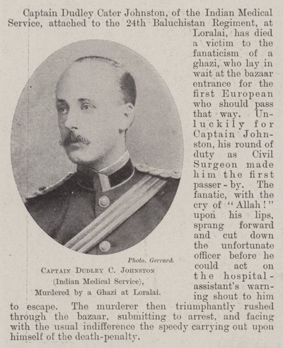Capitão Dudley C Johnston (Serviço Médico Indiano), assassinado por um Ghazi em Loralai de English Photographer