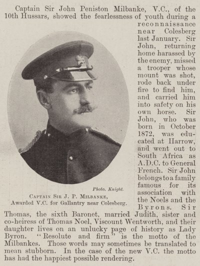 Capitão Sir JP Milbanke, premiado com VC por Gallantry perto de Colesberg de English Photographer