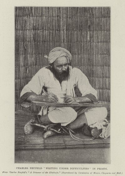 Charles Neufeld escrevendo sob Dificuldades na Prisão de English Photographer
