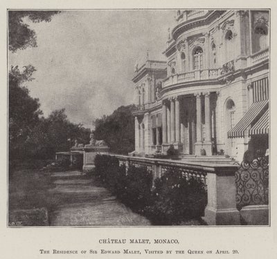 Chateau Malet, Mônaco, a residência de Sir Edward Malet, visitada pela Rainha em 20 de abril de English Photographer