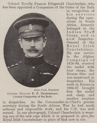Coronel Neville FF Chamberlain, criado Companheiro do Banho de English Photographer