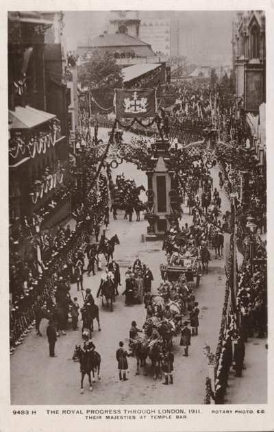 Procissão de coroação do Rei George V e da Rainha, Temple Bar, Londres de English Photographer