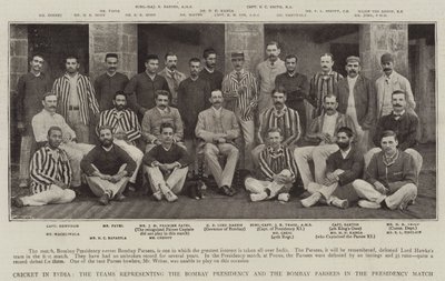 Críquete na Índia, as equipes que representam a presidência de Bombaim e o Bombay Parsees no jogo da presidência de English Photographer