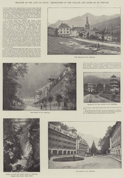 Desastre nos Alpes de Sabóia, Destruição da Vila e Termas de São Gervais de English Photographer