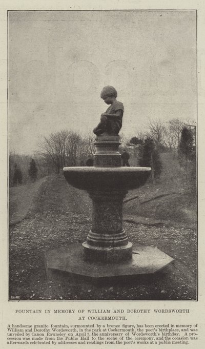 Fonte na memória de William e Dorothy Wordsworth em Cockermouth de English Photographer