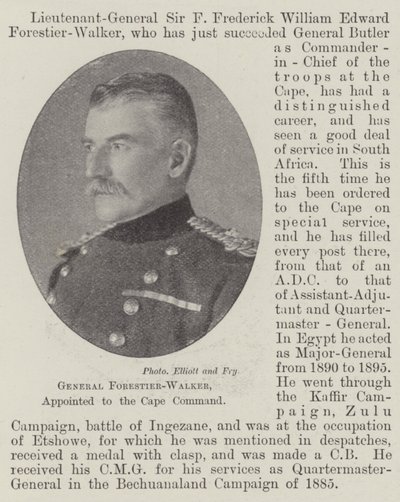 General Forestier-Walker, nomeado para o Comando do Cabo de English Photographer