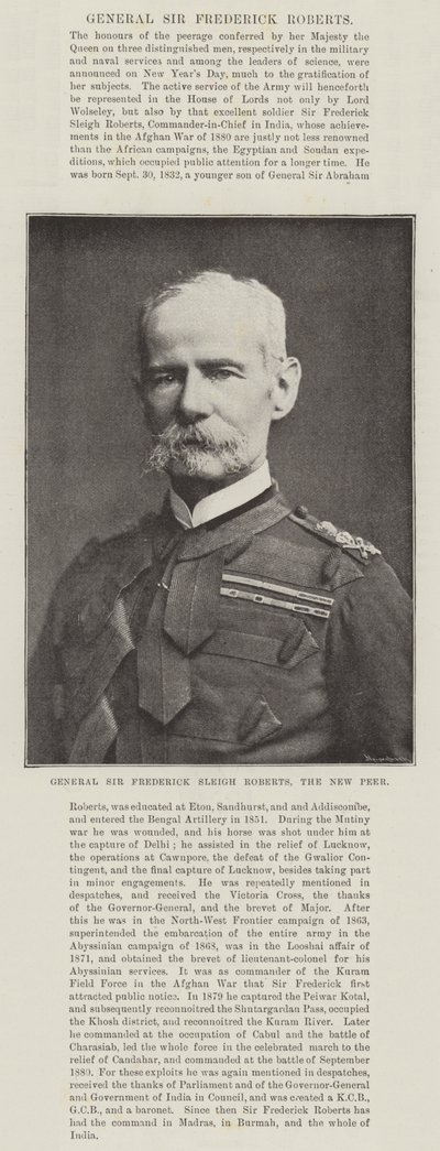 General Sir Frederick Sleigh Roberts, o novo parceiro de English Photographer