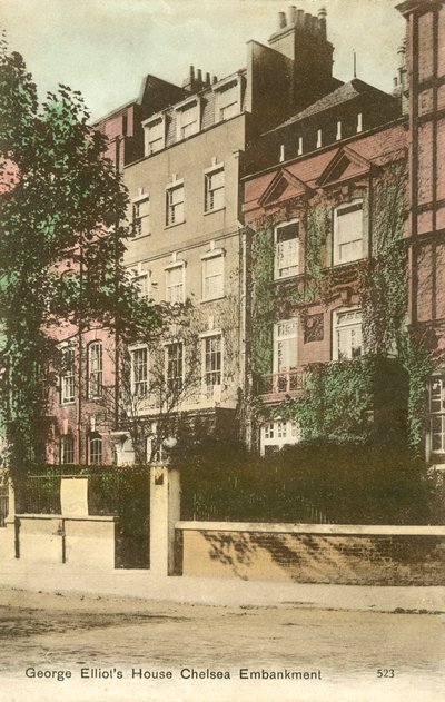 Casa de George Elliot, Cheyne Walk, Chelsea Embankment, Londres (fotografia a cores) de English Photographer