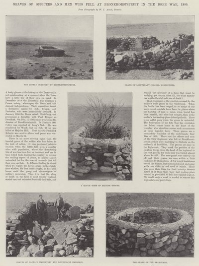 Sepulturas de oficiais e homens que caíram em Bronkhorstspruit na Guerra dos Boers, 1880 de English Photographer