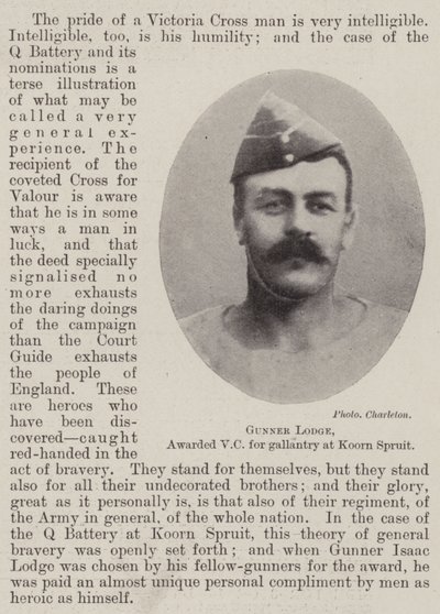 Gunner Lodge, premiado com o VC de galanteria no Koorn Spruit de English Photographer