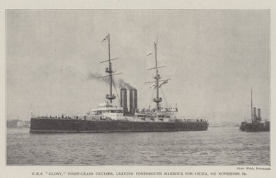 HMS Glory, Cruiser de primeira classe, saindo do Porto de Portsmouth para a China, em 24 de novembro de English Photographer