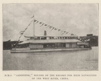HMS Sandpiper, detentor do recorde de alta navegação do rio West, China de English Photographer