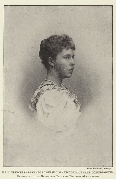 SAR a princesa Alexandra Louise Olga Victoria de Saxe-Coburg-Gotha, prometida ao príncipe hereditário de Hohenlohe-Langenburg de English Photographer