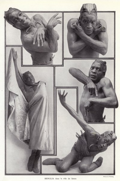 Habib Benglia, dançarino e ator francês nascido na Argélia no papel de Satanás em Un Soir de Folie at the Folies Bergere, Paris de English Photographer