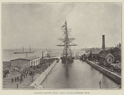 Doca de escavação de Halifax, HMS Canadá entrando em doca de English Photographer